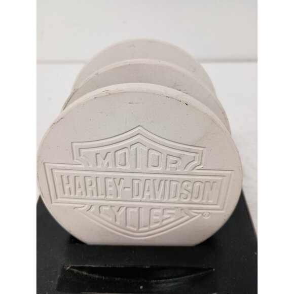 Vintage 2005 Harley Davidson Monogramed Ceramic Coaster Set of Three With Holder - Picture 2 of 10